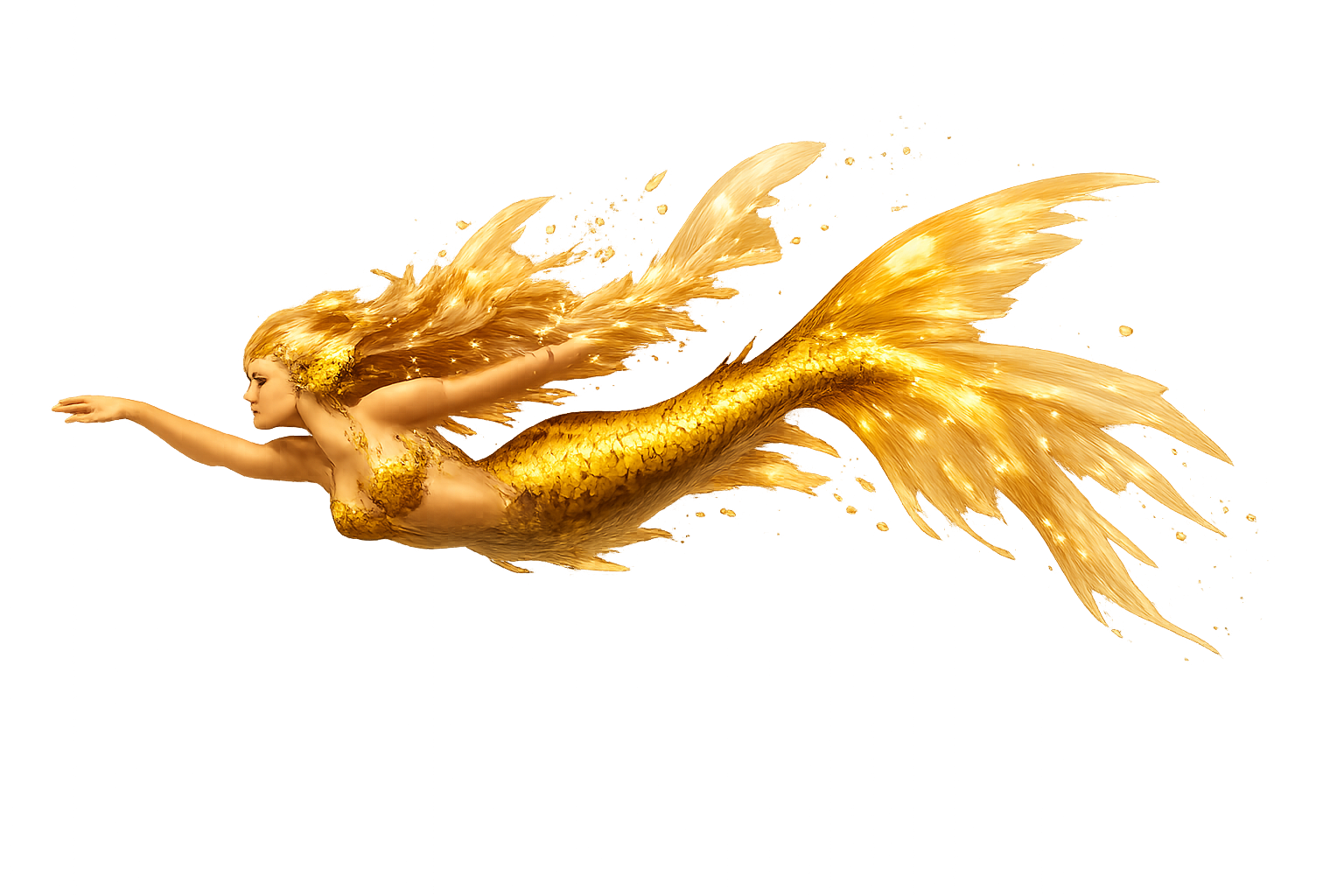 Golden ocean fish swimmer decorating the holographic viewport display area
